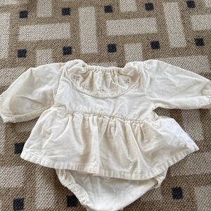 Cottoli Baby Long-Sleeve Bodysuit in Cream with Embroidery